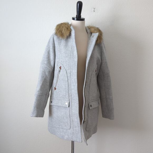 J. Crew Italian Stadium Cloth Nello Gori Parka Heather Gray Womens Jacket 8 8P - Picture 5 of 13